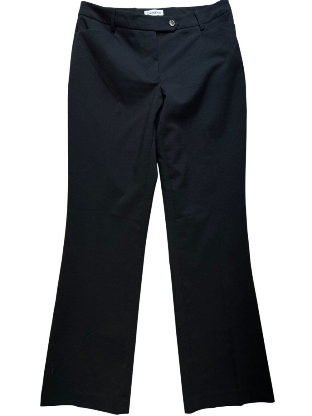 Calvin Klein Women's Bootcut Dress Pants Flat Front Size 8 Black Solid Pockets